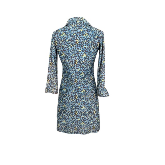 Chelsea & Gunn Elegant Blue & Green Neon 3/4 Sleeves Dress Size Xsmall - Picture 4 of 8